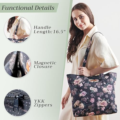 Miniatura 4 de Maison d' Hermine Canvas Tote Bag for Women Cotton Canvas Reusable Shoulder Grocery Bags Bulk with Handle for Shopping Travel