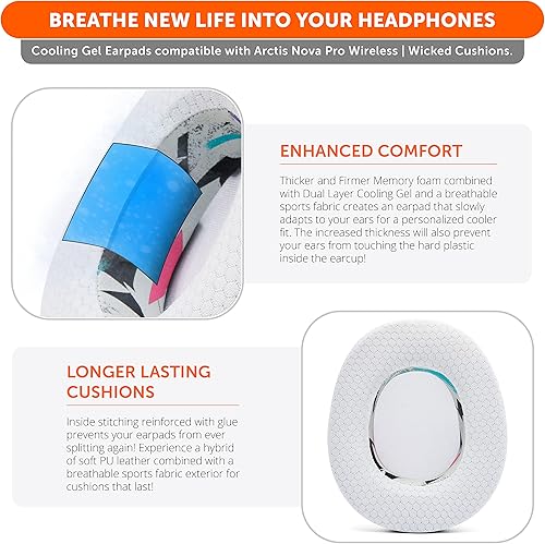 Miniatura 4 de WC Freeze Nova Pro Wireless - Almohadillas de gel refrescante para Arctis Nova Pro Wireless y Nova Elite (no se ajustan a otros modelos), por Wicked