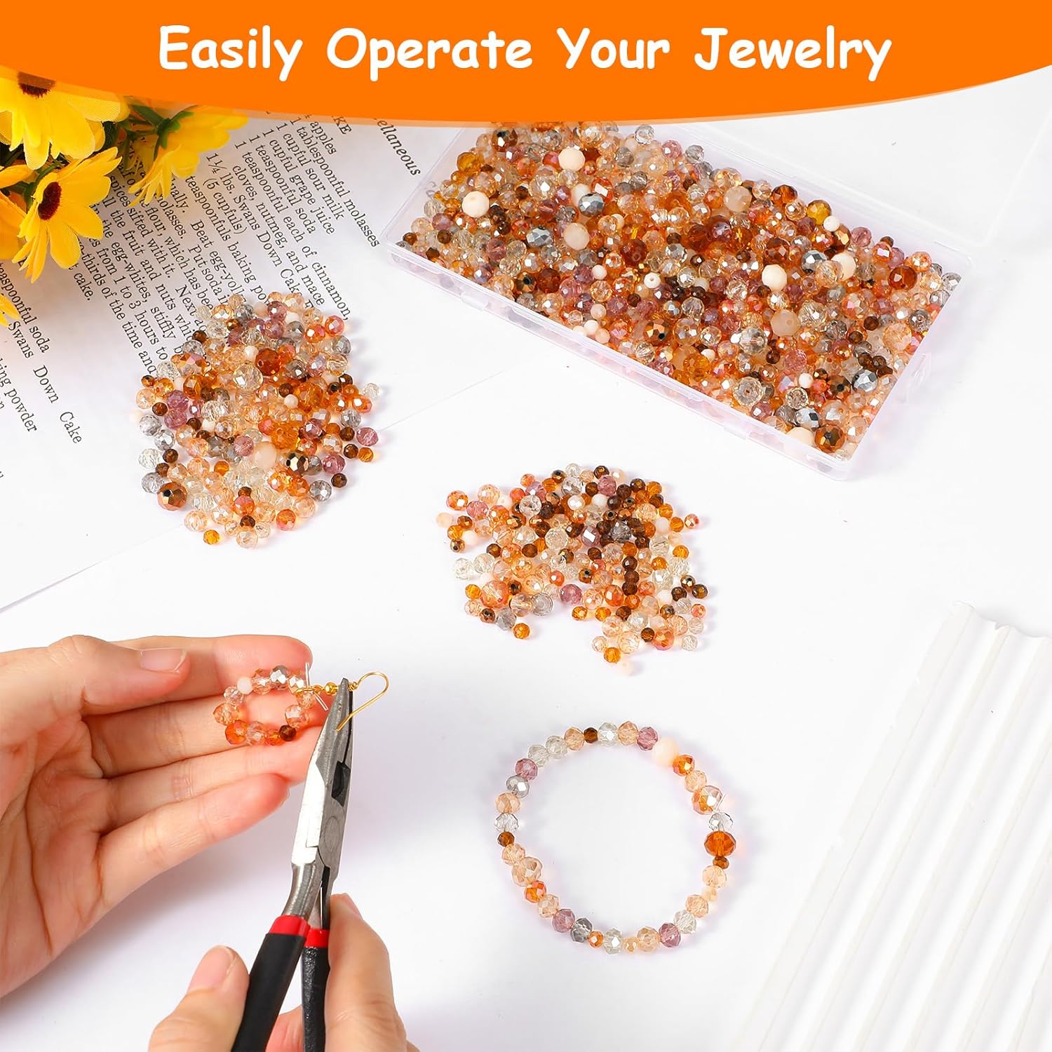 800 PCS Glass Crystal Beads for Jewelry Making Faceted Crystal Glass Multi Loose Rondelle Beads Colorful Assorted Suncatcher Bead for Crafts Bracelets Necklace Earring DIY Decor (4mm 6mm 8mm) - Image 5