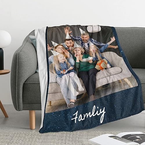 Miniatura 3 de Youltar - Manta personalizada con texto y collage de fotos, regalo de recuerdo de cumpleaños para papá, mamá, niños, perros, amigos o pareja (50 x