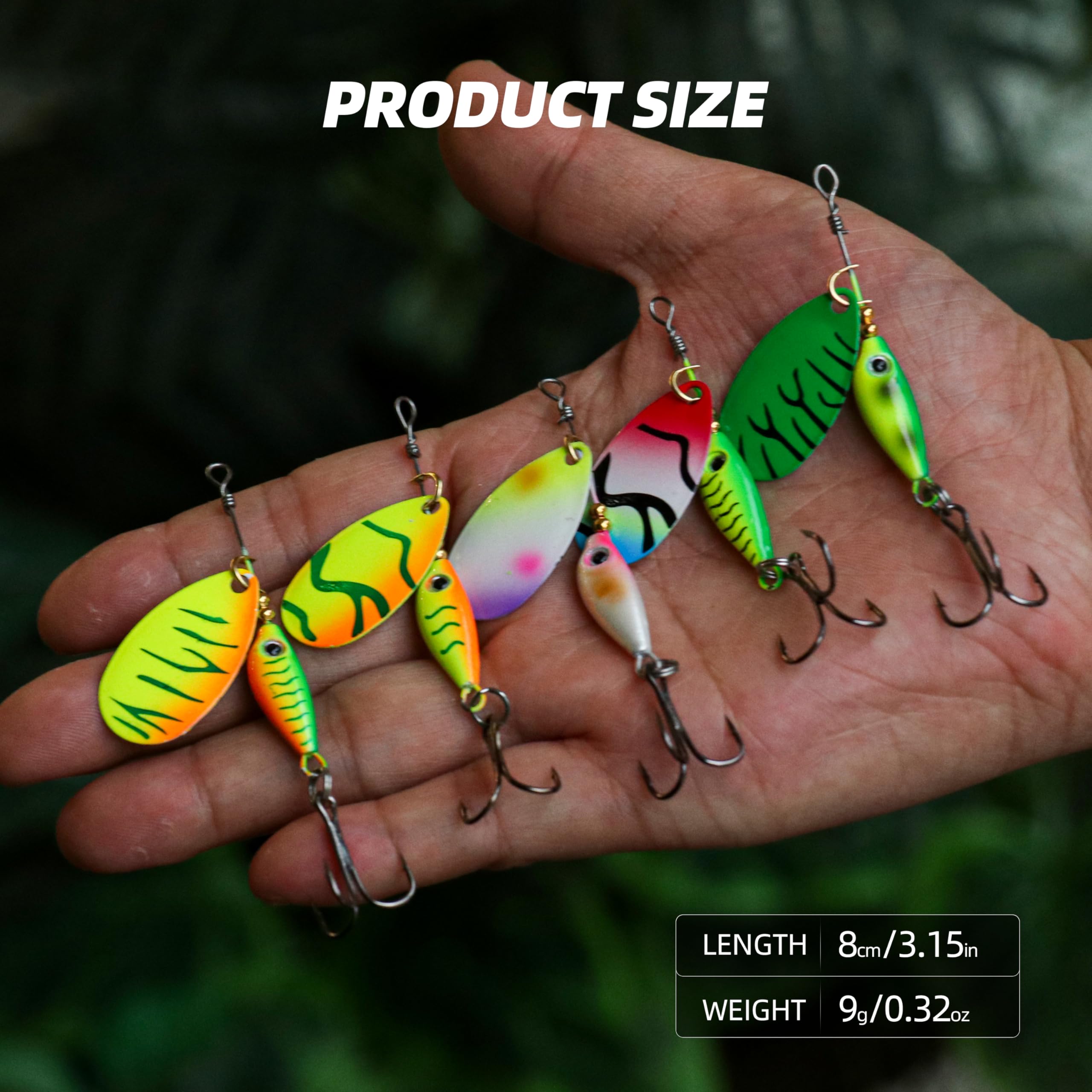 Inline Spinner Bait – Esche a forma di pesce Spinnerbait confezione da 5, rotazione a 360° con lame riflettenti, perfette per pesca d'acqua dolce e salata, bersaglio spigola, trota, luccio, pesce