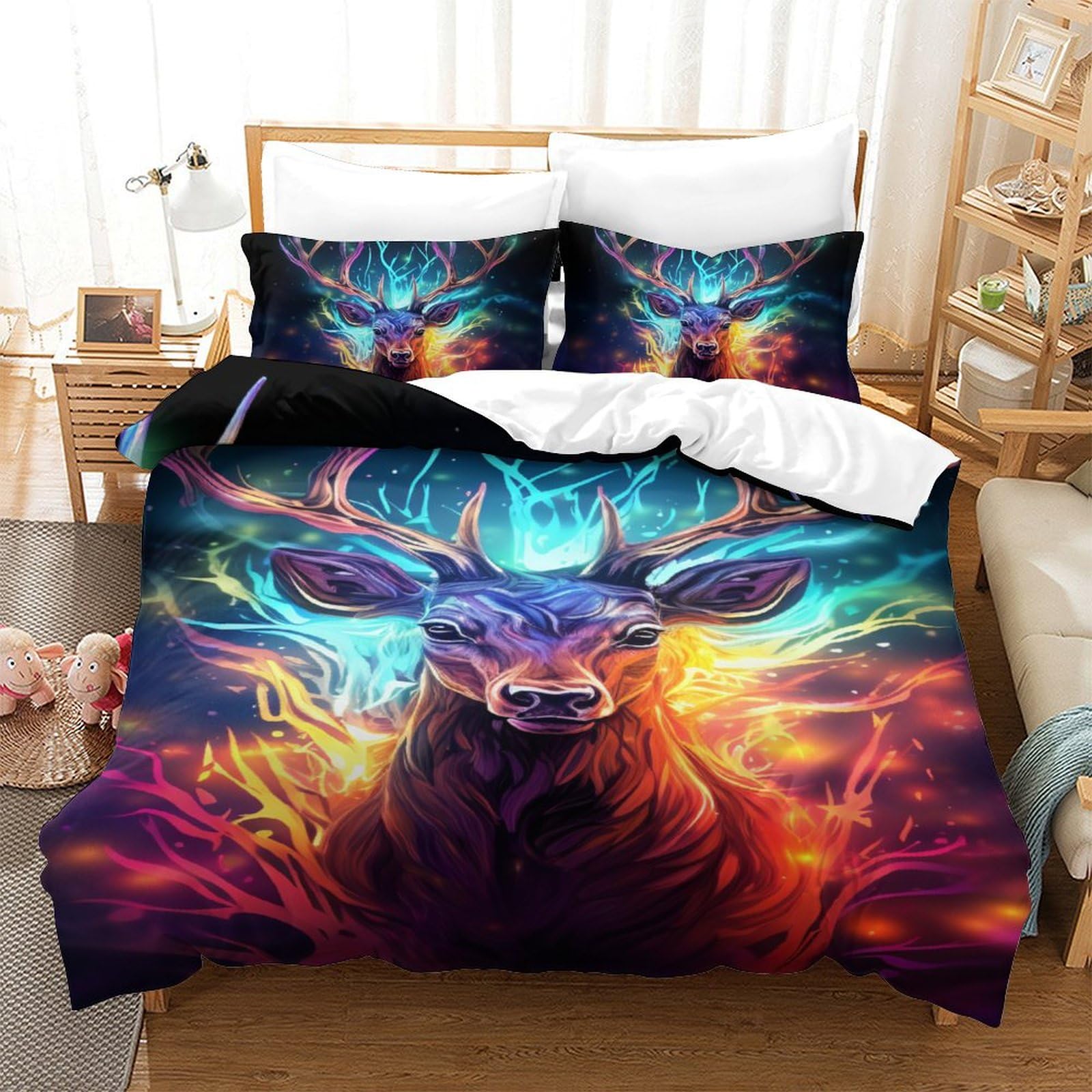 Parure de lit cerf 3D en microfibre pour créer un cocon nature dans une chambre d'ado