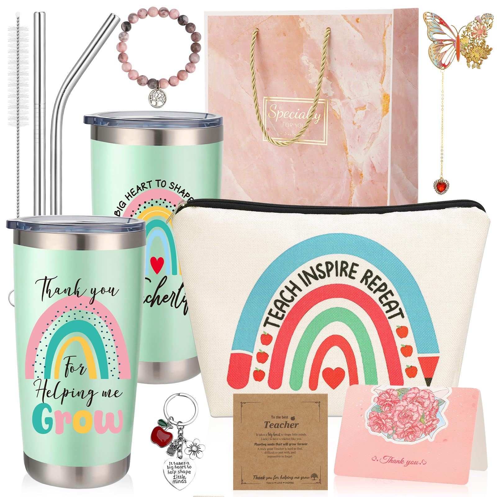 saerryor Teacher Present Set with Green Mug for Women