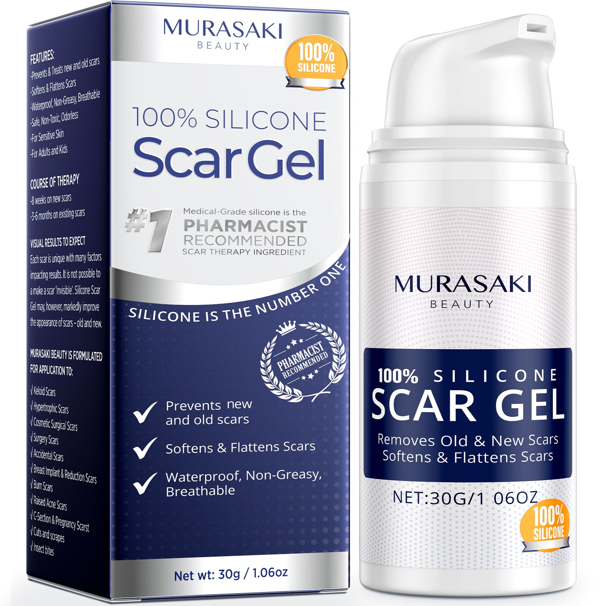 Silicone Scar Gel 30g Scar Cream,Scar Removal,Scar Treatment, Scar Removal Cream for C-Section, Stretch Marks, Acne, Surgery, Effective for Both Old and New Scars