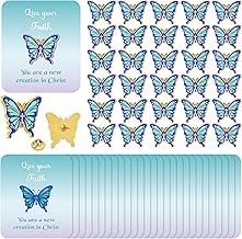 30 Sets Butterfly Pins on Card Bulk Religious Bible Verse Spring Butterfly Pins Gifts Live Your Faith Religious Christian Lapel Pin with Card for Women Church Gift