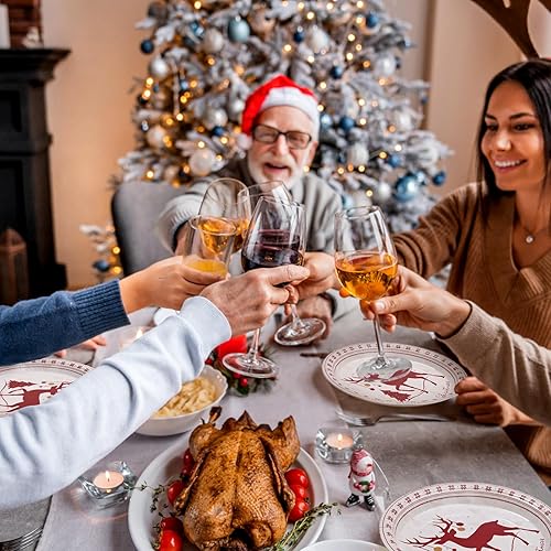 Miniatura 3 de Homlouue Platos y servilletas de papel de Feliz Navidad, suministros de fiesta de Navidad de renos, platos de papel para decoración de Navidad,