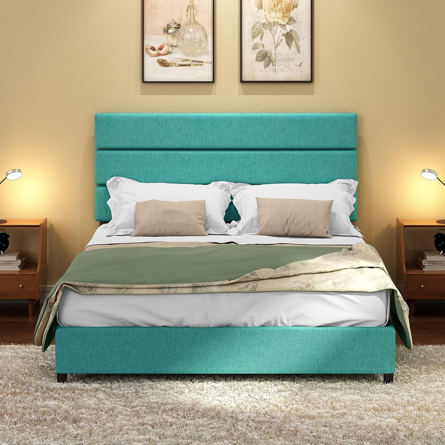 Upholstered Platform Bed Frame/Mattress Foundation/Wood