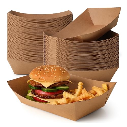 Fit Meal Prep 5 lb Paper Food Trays, Kraft Brown