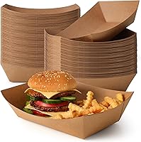 Vista 8 de Fit Meal Prep Paquete de 125 bandejas de papel de 5 libras para alimentos desechables de alta resistencia, barcos de alimentos desechables