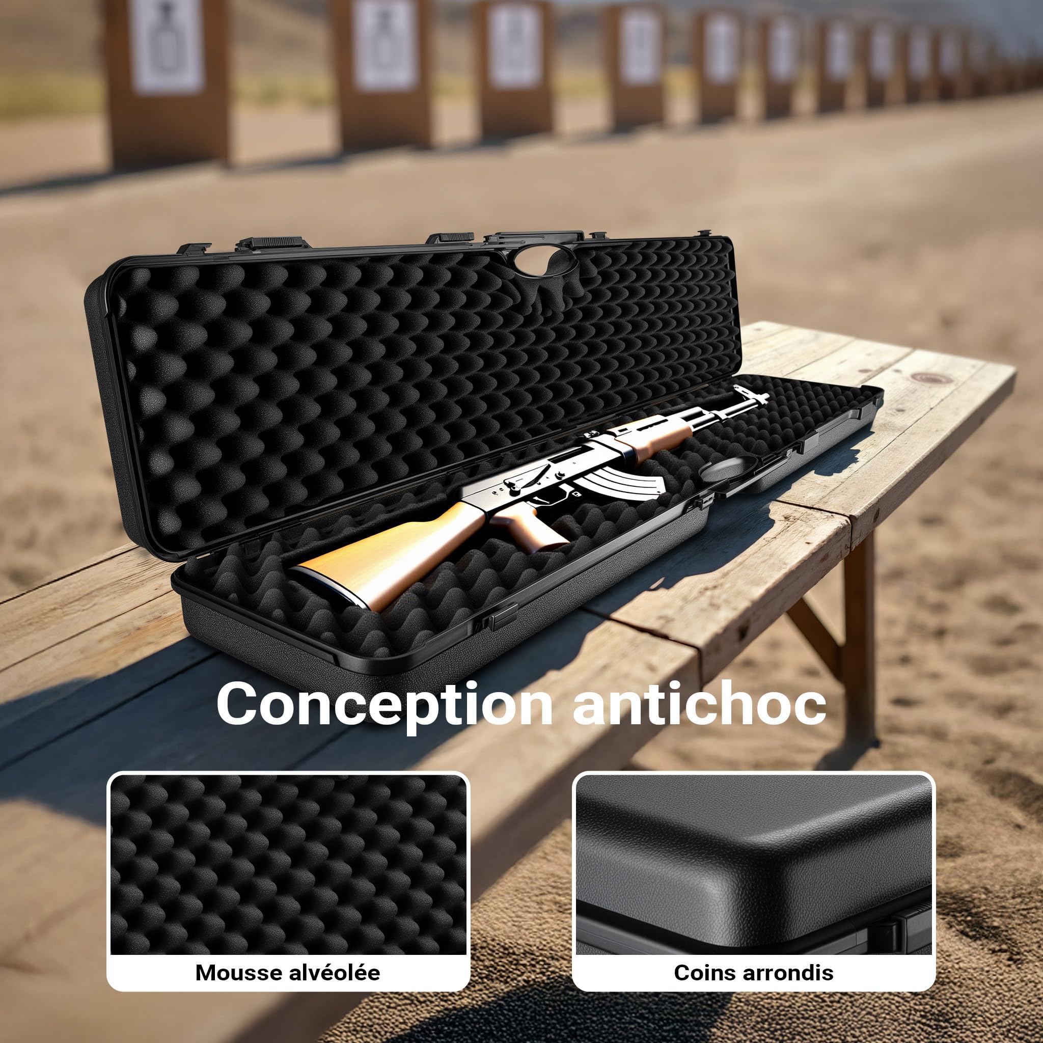 WilTec Mallette pour Armes – capacité de Charge 50 kg – pour 2 fusils – avec Insert en Mousse – Valise Croco Fusil de Chasse, Carabine, Chasseur