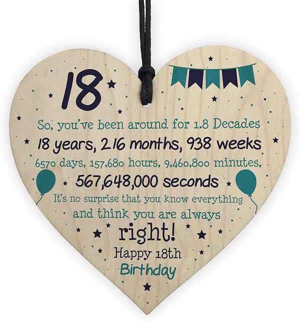 RED OCEAN Rude Funny 18th Birthday Gift For Daughter Son Wooden Heart 18th Birthday Card