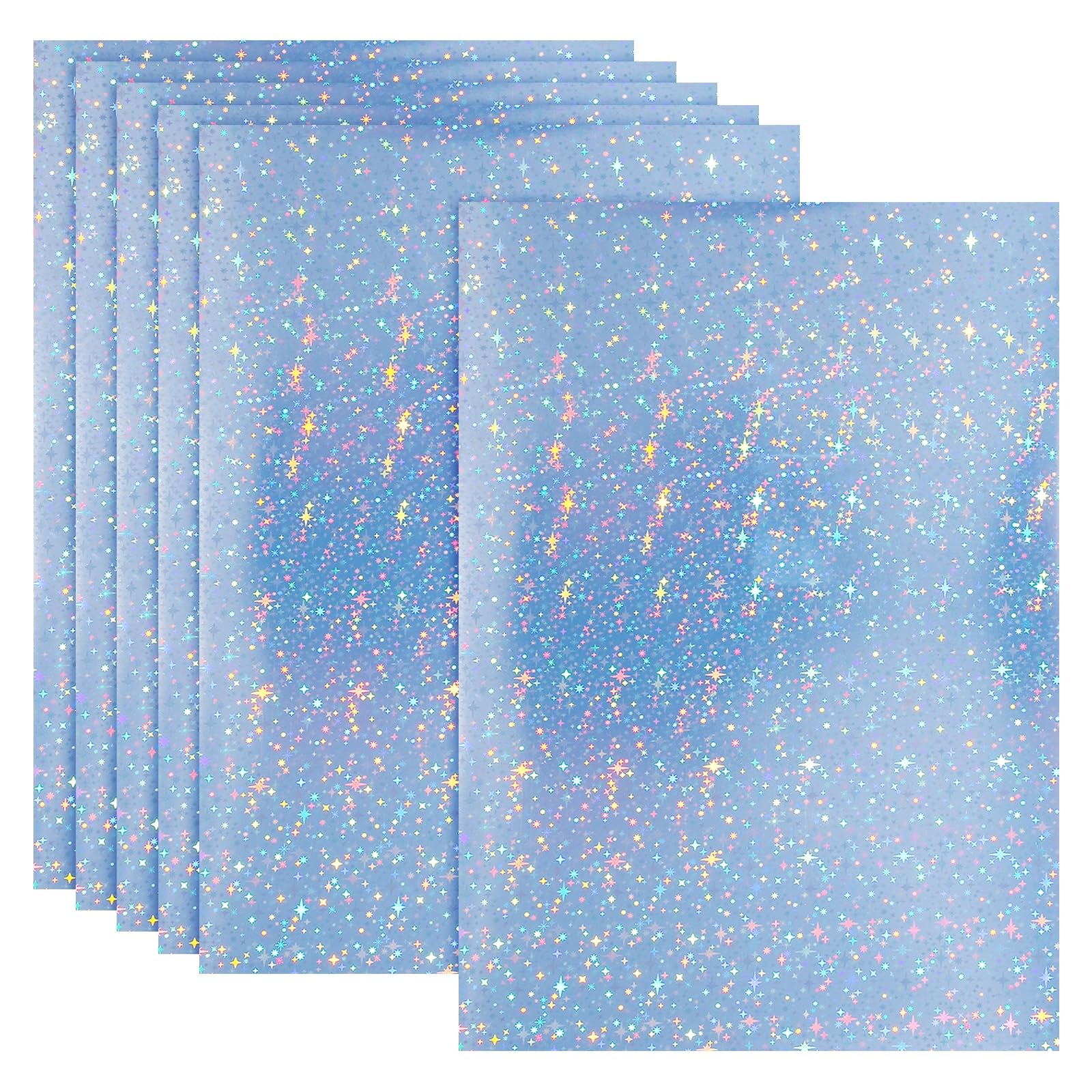 PATIKIL 12x8 Inch Printable Holographic Sticker Paper, 6 Sheets Vinyl Sticker Paper A4 Waterproof Quickly Sticker for Laser Printer Inkjet Printer, Sparkle Scatter Pattern