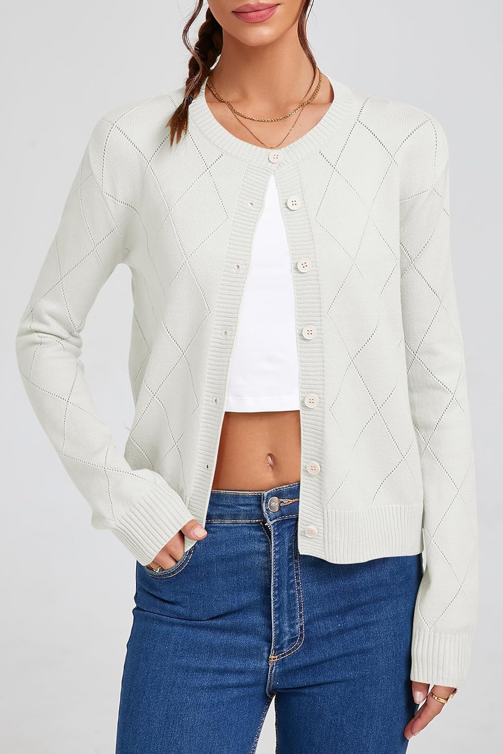 Cakulo Womens Cropped Cardigan Sweaters Lightweight Open Front Knit Cardigans Fall Outfits Fashion Clothes 2025 - Image 4