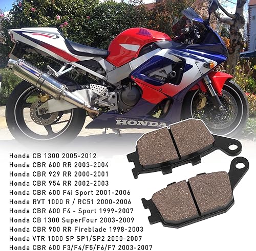 Miniatura 7 de SOLLON Pastillas de freno delanteras y traseras para Honda CBR600 RR 2003-2004 CBR 600 F1 F2 F3 F4 F4i F5 F6 Sport 1999-2007 CBR900RR Fireblade