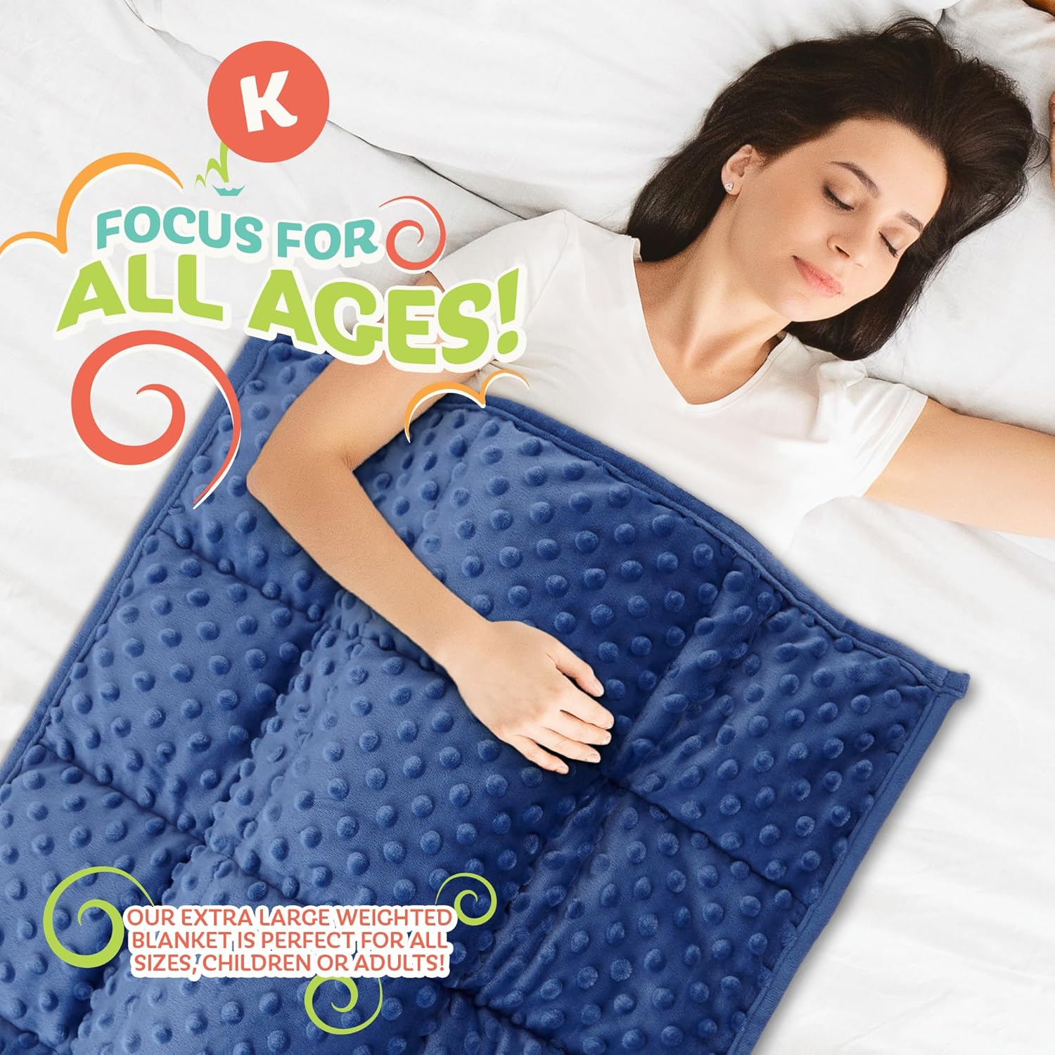 XL Weighted Blanket for Kids 5lb (Blue) 36x48 Inch, Plush Minky Kids Blanket with Travel Bag, Blanket for Ages 4 to 10