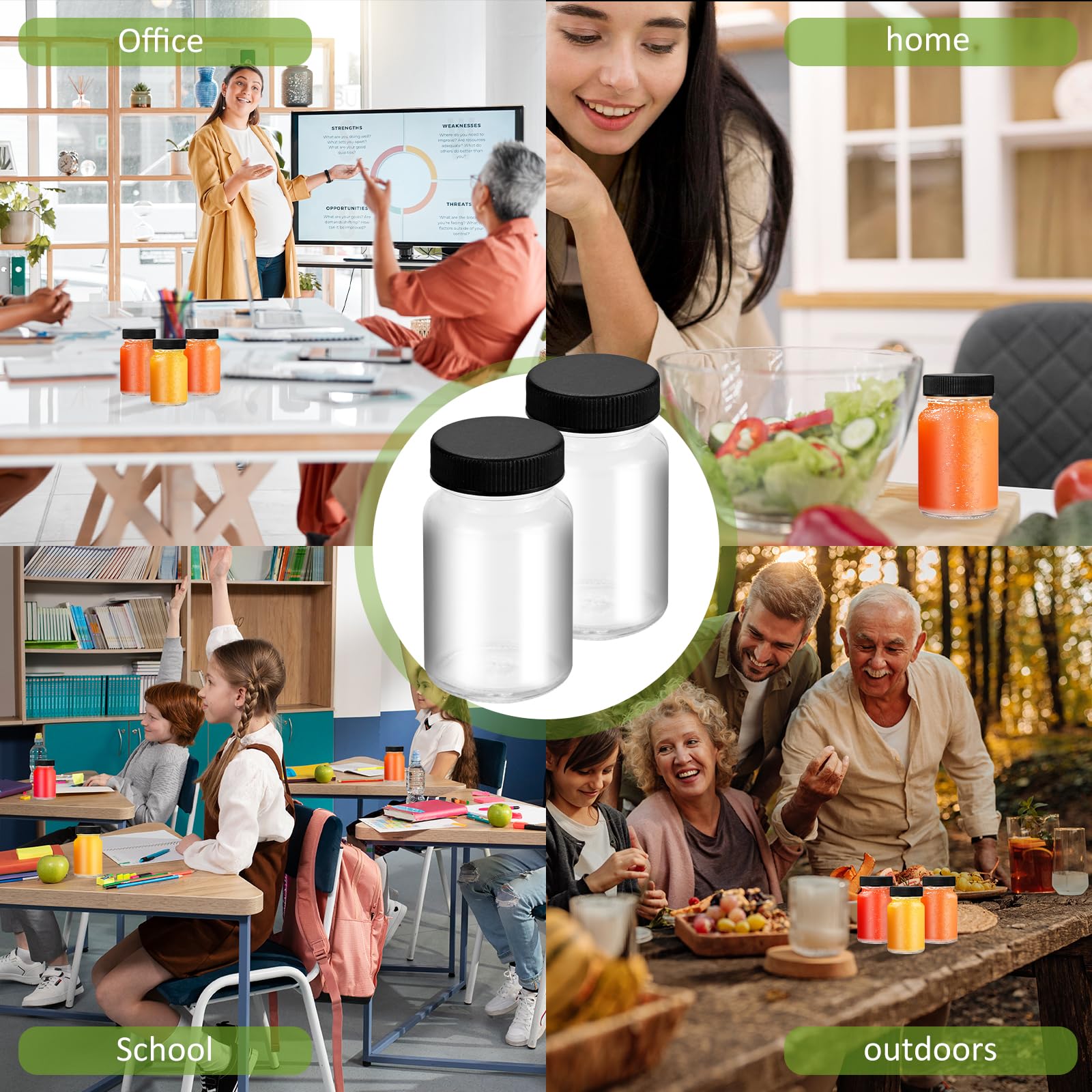 Mispudin 8 Pezzi Bottigliette di Vetro Piccole, 100ml Mini Bottiglie di Vetro con Coperchio, Etichetta, Imbuto e Pennello, Bottiglie Vuote Piccole Portatili per Olio Essenzial, Succo, Spezie, Bevande