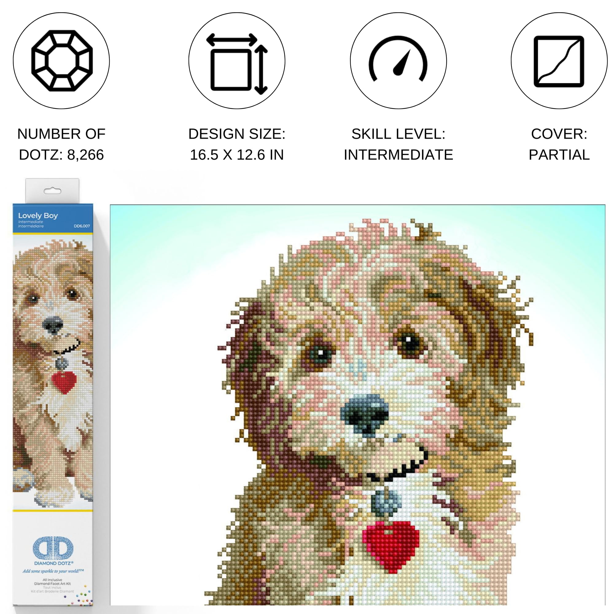 Diamond Dotz - Lovely Boy - Puppy Dog - Canvas Gem Kit - Painting