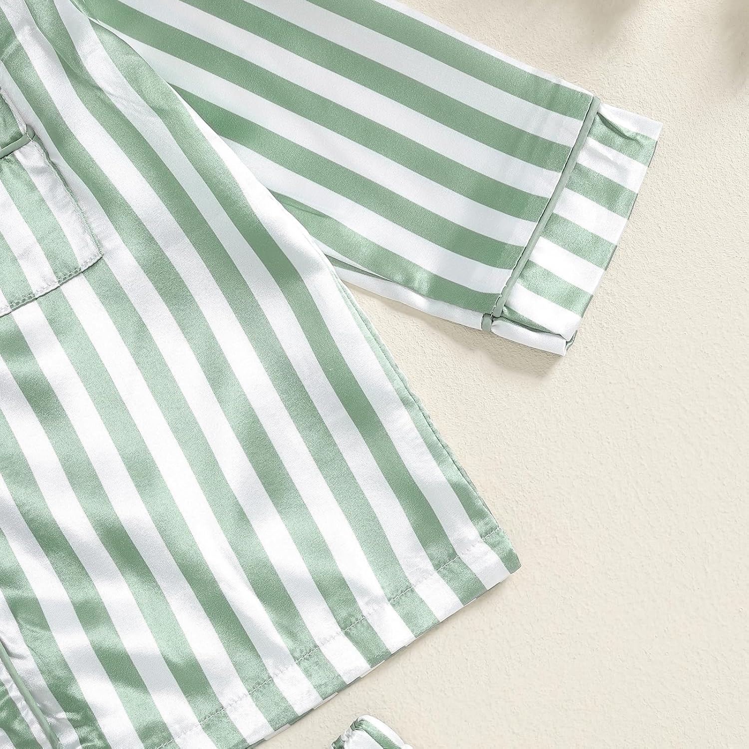 Toddler Girls Boys Fall Silk Pajamas Stripe Long Sleeve Button Shirts Tops And Pants 2 Pieces Kids Lounge Sleepwear - Image 4
