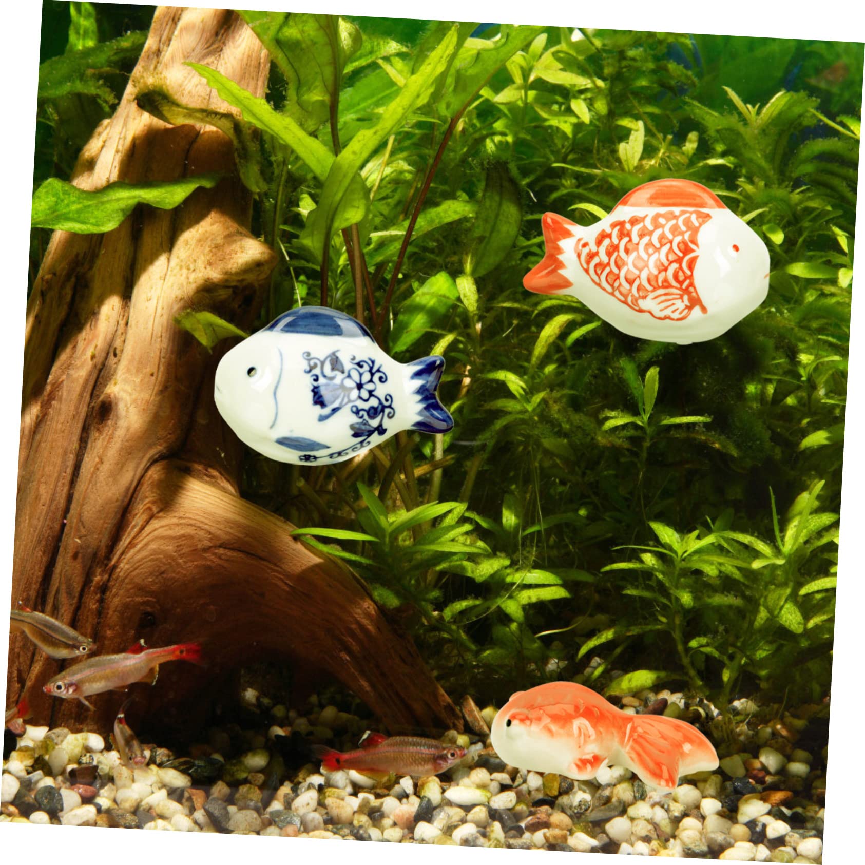 PRETYZOOM 2 Series Flotante De Cerámica Flotante Artificial Adornos De Acuario Cifra Miniatura Decoración Pecera Adornos Pecera Adornos De Pecera Estatuas De Peces De Cerámica 3 Piezas*2