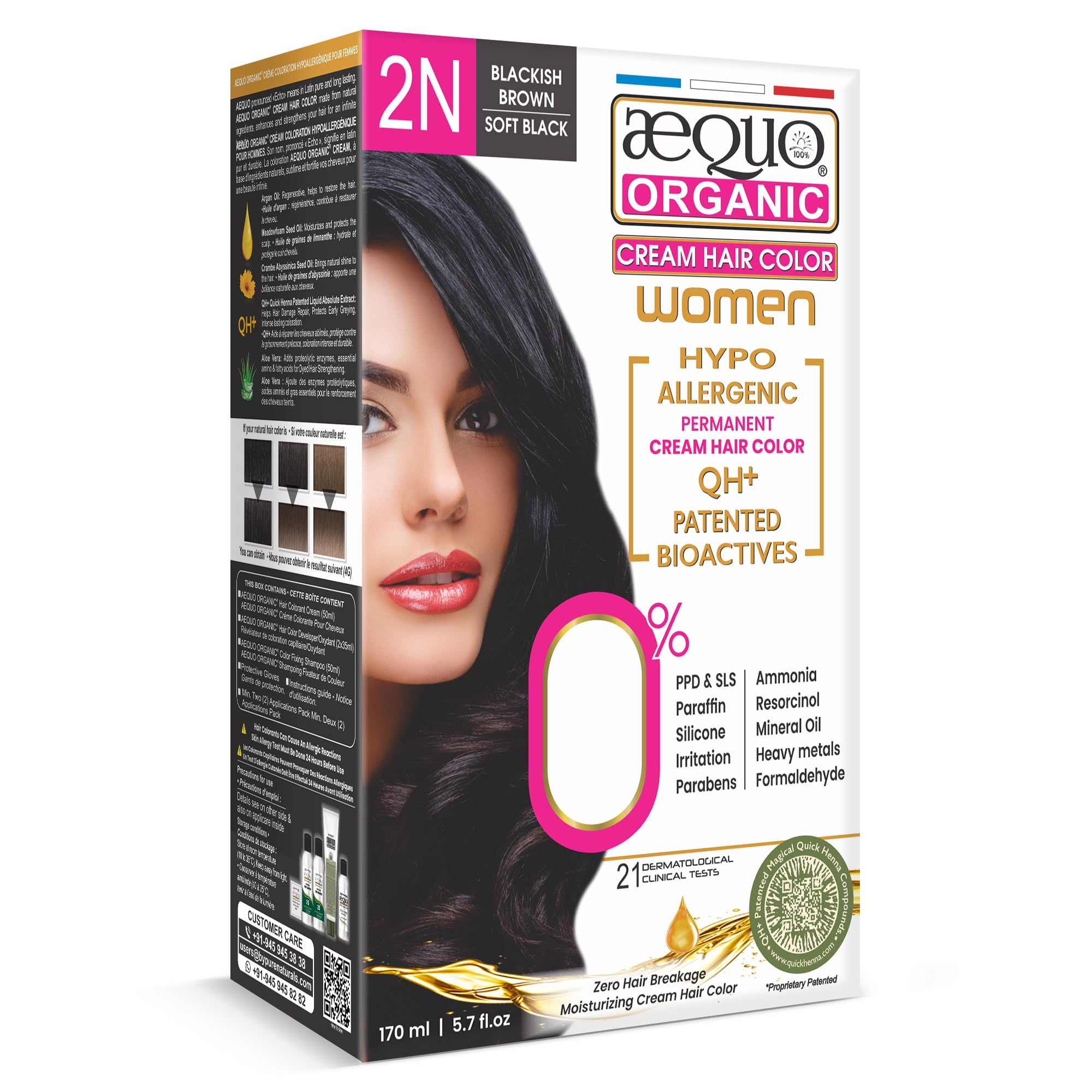 - Cream Hair Colour With QH+ Water | Natural, 100% Grey Coverage, Long-Lasting, PPD & Ammonia Free Permanent Hair Conditioning Color For Women | 2N Blackish Brown 170ml, Pack Of 1