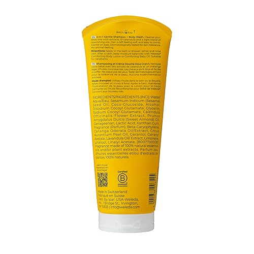 Miniatura 2 de Weleda Baby Calendula - Champú suave 2 en 1 y gel de baño, 6.8 onzas líquidas, limpiador rico en plantas con caléndula y aceite de almendras dulces
