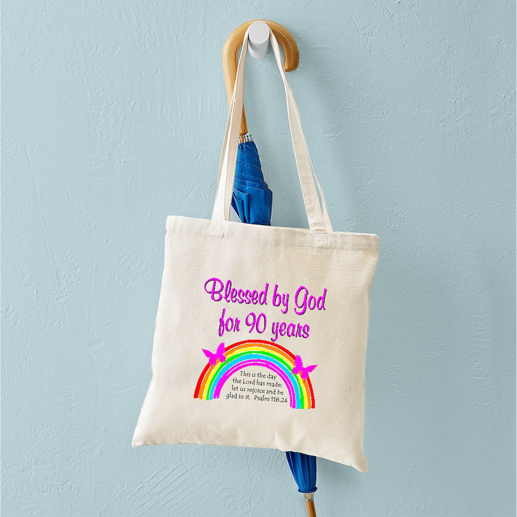 CafePress "Precious 90TH" Natural Canvas Tote Bag - Reusable Shopping Bag, Gift Tote (Choose Small Or Medium) - View #6
