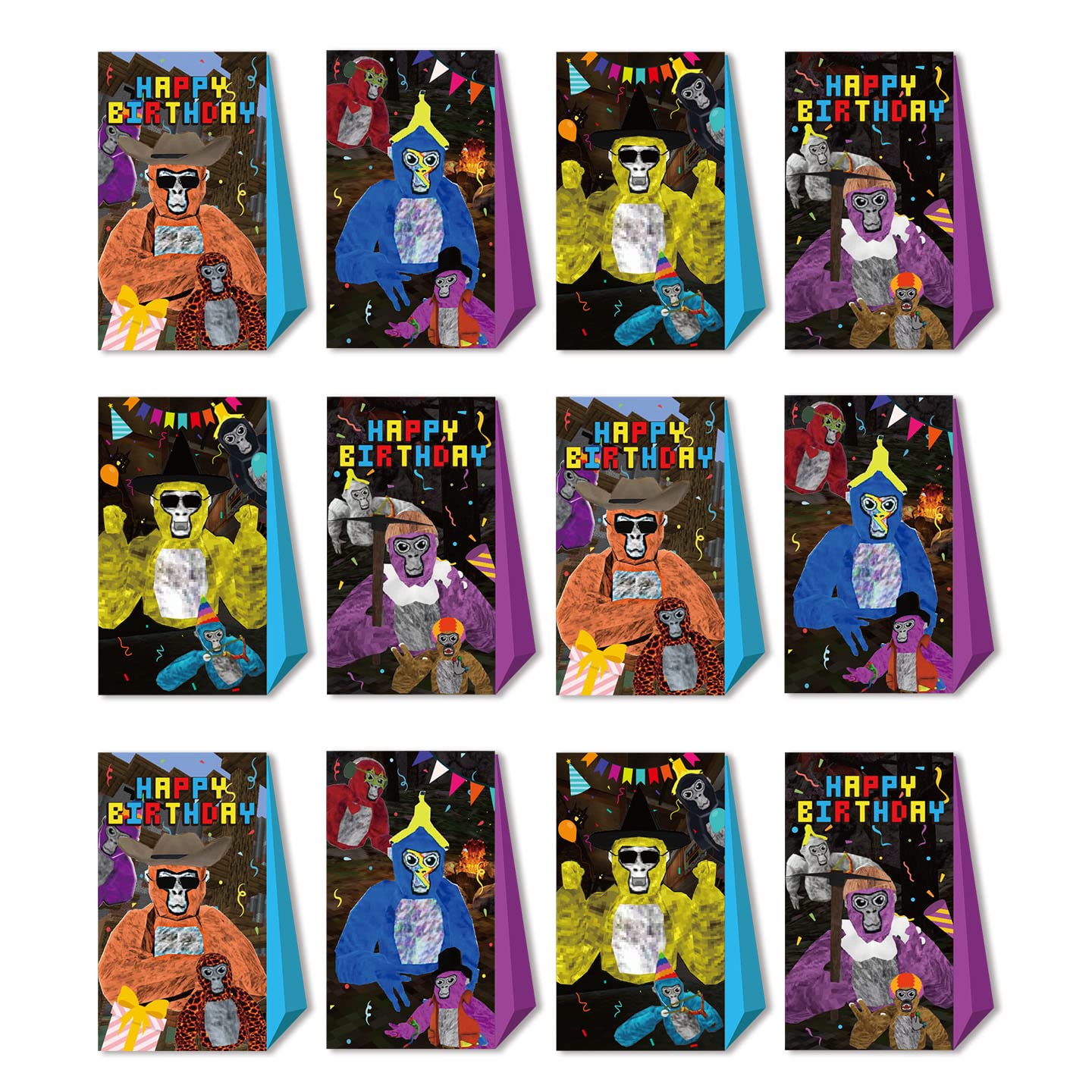 SCDD 12Pcs Gorilla Party Favor Bags For Gorilla Birthday Party Decorations Supplies?Goody Bags Candy Gift Bags For Girls Gorilla Birthday Party Supplies.