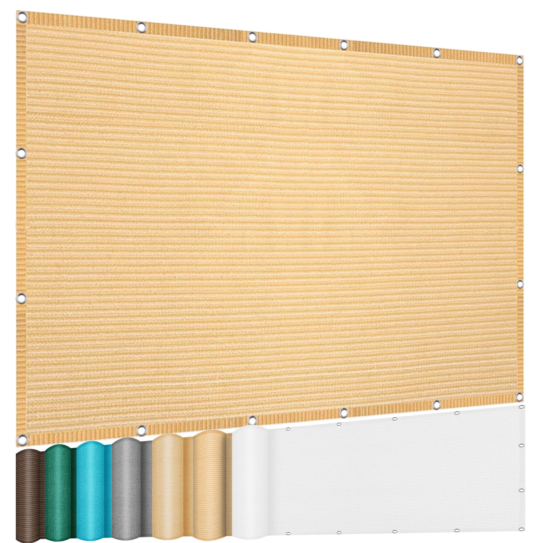 Vela Ombreggiante 1.5 x 3.5 m in Tessuto Hdpe, Permeabile All'Aria e All'Acqua, Telo Ombreggiante Occhiellato Tenda da Sole per Esterno per Giardino Pergola, Color Crema
