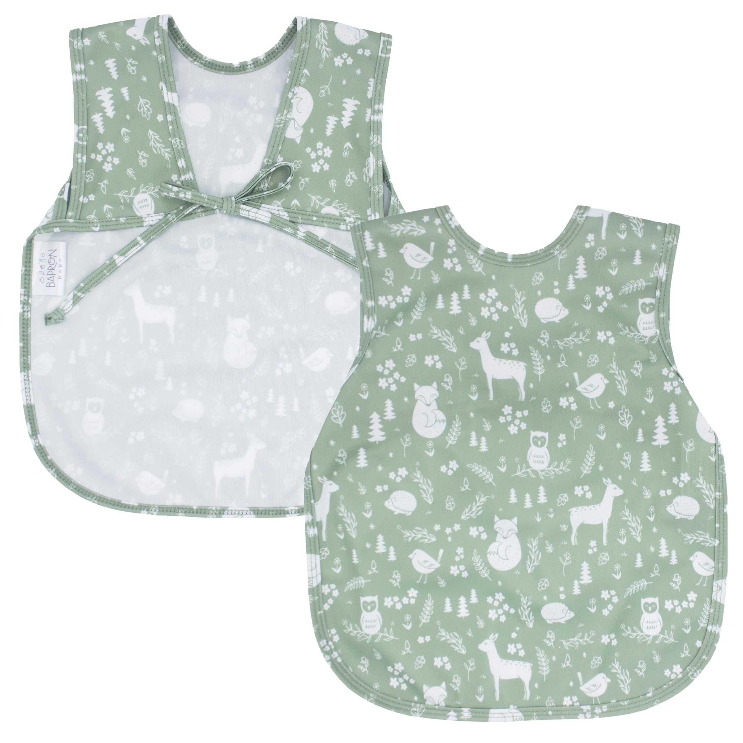 BapronBaby Forest Friends Bapron miękki wodoodporny odporny na plamy śliniak dla niemowląt, można prać w pralce, 6 m - 5 lat - (Sz Toddler/Little Kid 6m-3T), zielony, dla niemowląt/malucha (6m-3T)