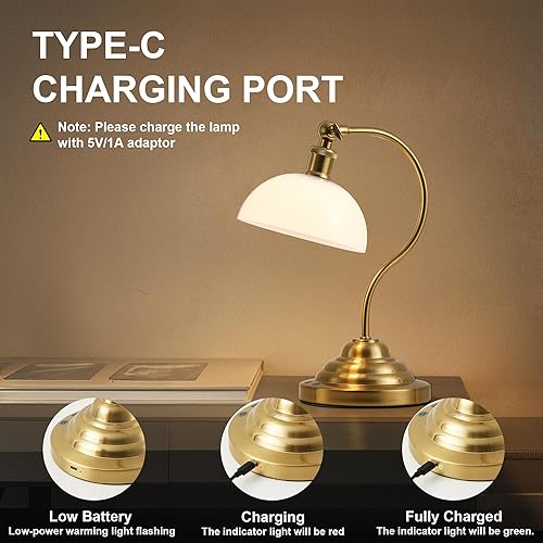 Miniatura 6 de Lámpara de mesa LED inalámbrica, lámpara de escritorio con brazo oscilante de 180, funciona con pilas, regulable3 colores, luz de mesa recargable