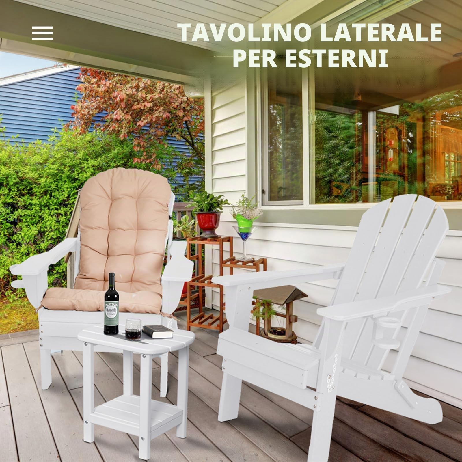 NALONE Tavolino da Esterno, 40x40x30cm Tavolo Salvaspazio, Salvaspazio Tavolino da Balcone Giardino Tavolino da Balcone Giardino