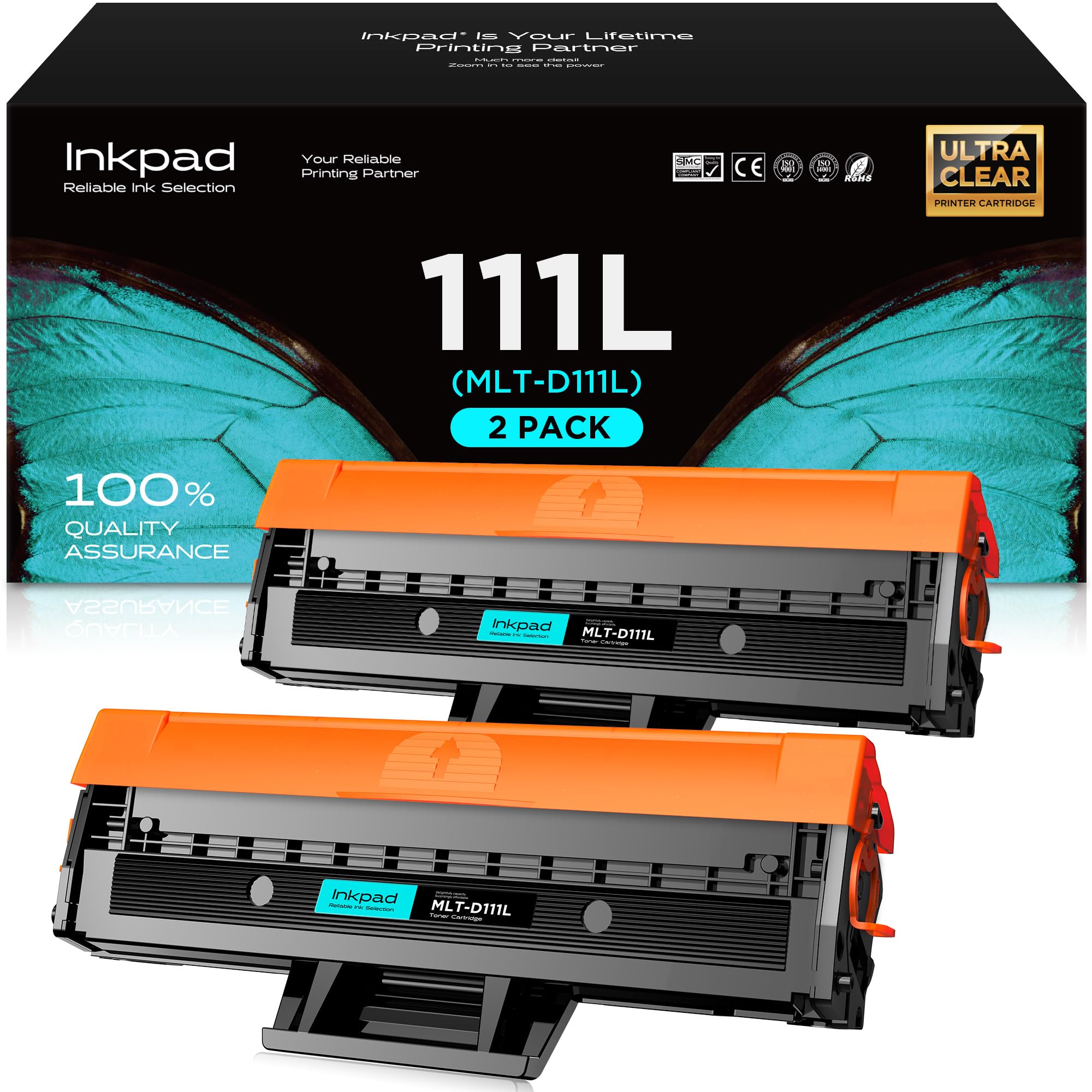 INKPAD MLT-D111L Sostituzione Compatibile per Samsung D111S MLT-D111S Toner per Xpress M2026W M2026 M2070FW M2070 M2070W M2070F M2020 M2020W M2021 M2021W M2022 M2022W M2071 M2071W M2078W (Nero, 2-Pack