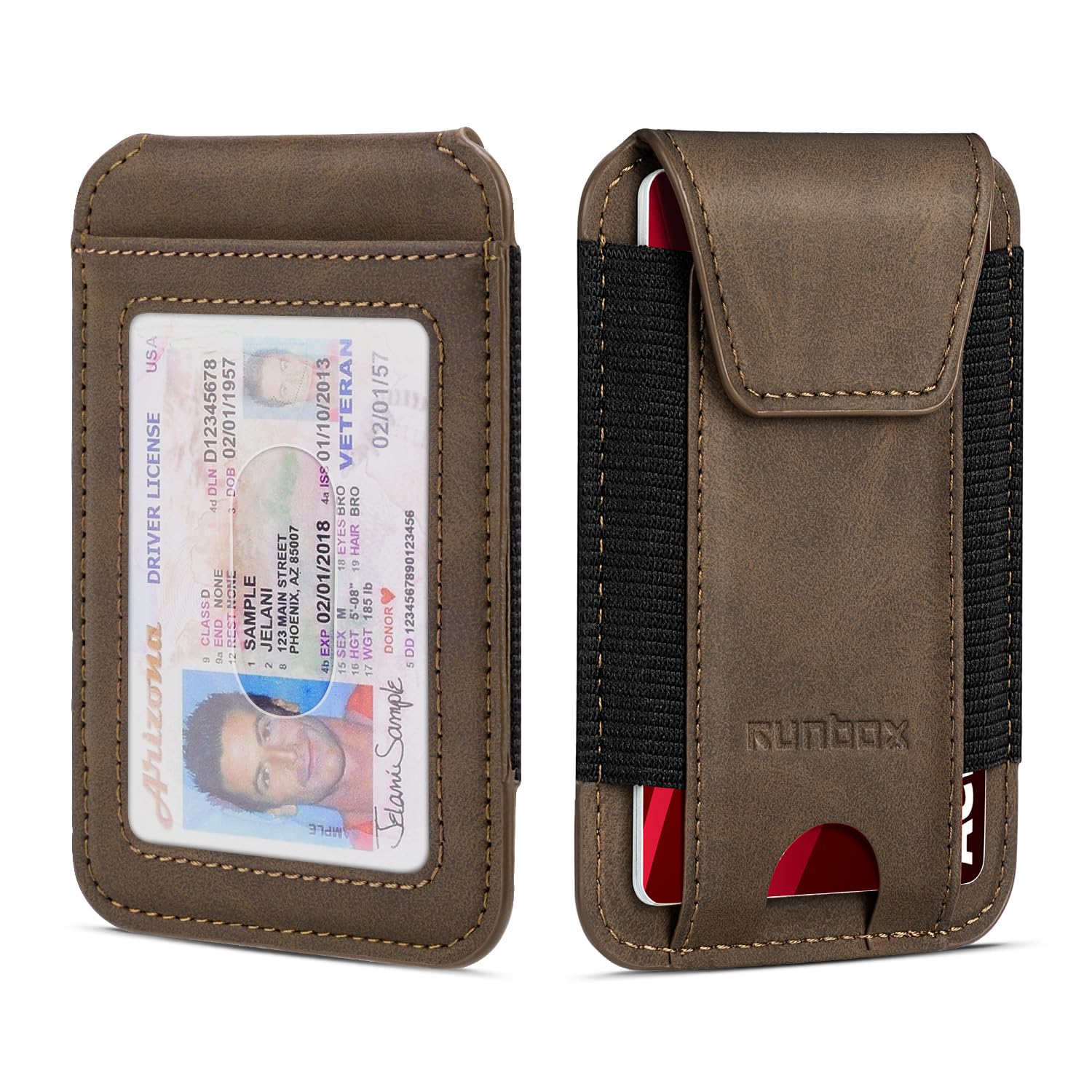 RUNBOX Wallet for Men 6-8 Cards With ID Window RFID Blocking Wallet Credit Card Holder Minimalist Front Pocket Gifts Ideal Choice