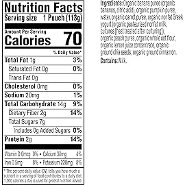 Plum Organics Mighty 4 Organic Toddler Food - Banana, Peach, Pumpkin, Carrot, Greek Yogurt, and Oat - 4 oz Pouch (Pack of 12) - Organic Fruit and Vegetable Toddler Food Pouch