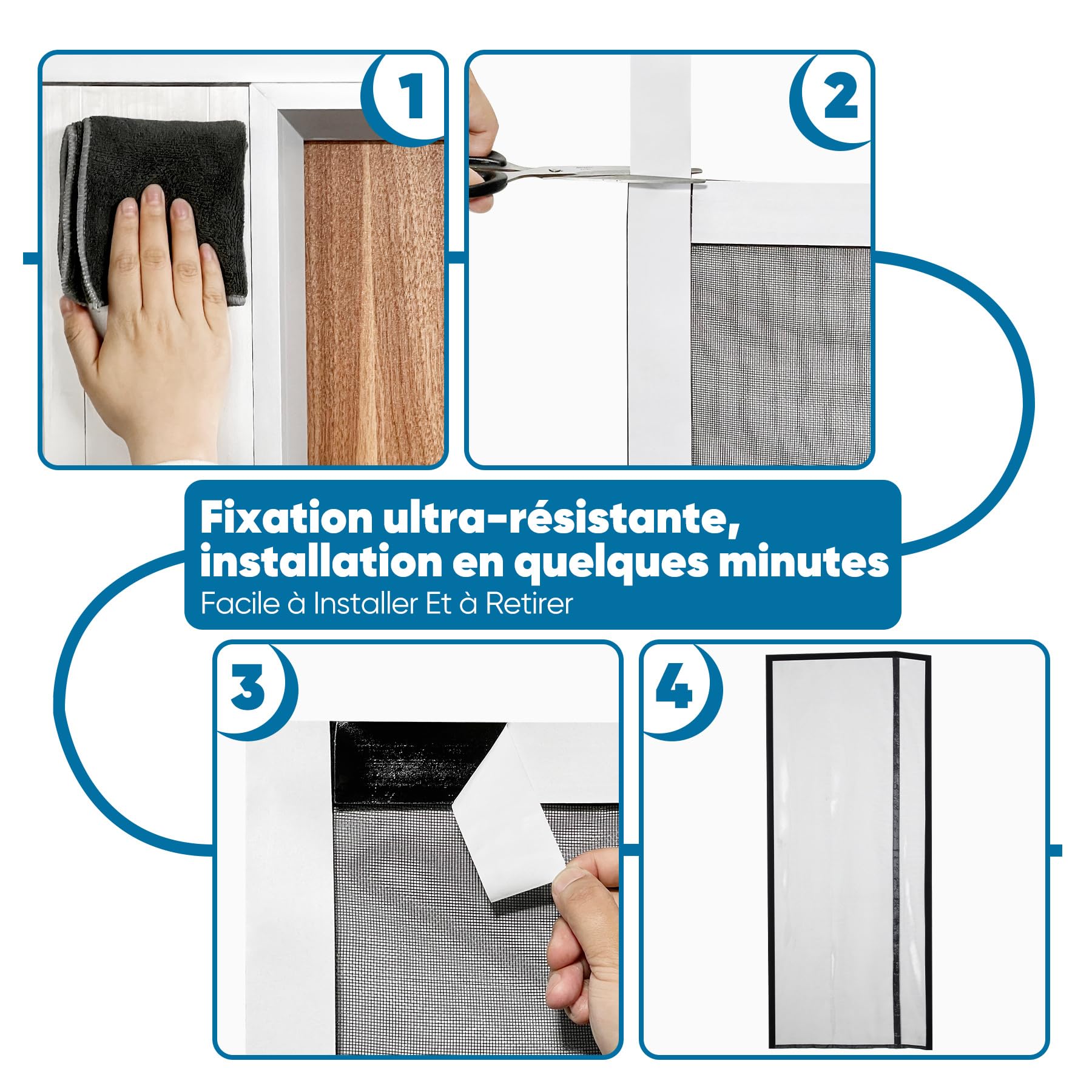 Sekey Moustiquaire Porte Résistant à Griffes de Chat, Moustiquaire Magnétique Ouverture Latérale Rideaux en Fibre de Verre, Balcon Anti Insectes, Installation Facile, 140x230cm