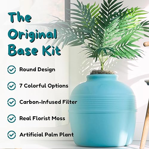 Miniatura 79 de Good Pet Stuff Kit original de caja de arena oculta y forro reutilizable, maceta redonda cerrada con plantas artificiales, sistema de filtro de olor