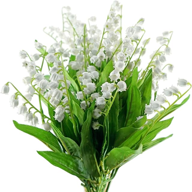 FiveSeasonStuff 12 Stems of Artificial White Lily of the Valley Flowers for Home Decorating Wedding Bouquet 38cm (15 inches)