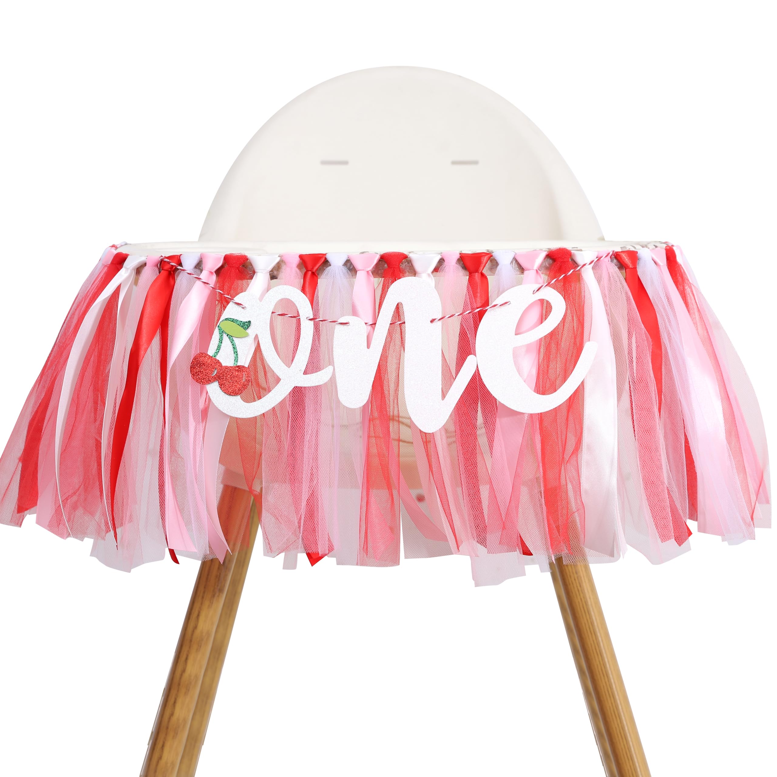 Cherry 1st Birthday High Chair Banner - Cherry Sweet First Birthday Decorations for Girls, Sweet One Party Decor, Sweet Girl One Highchair Tutu