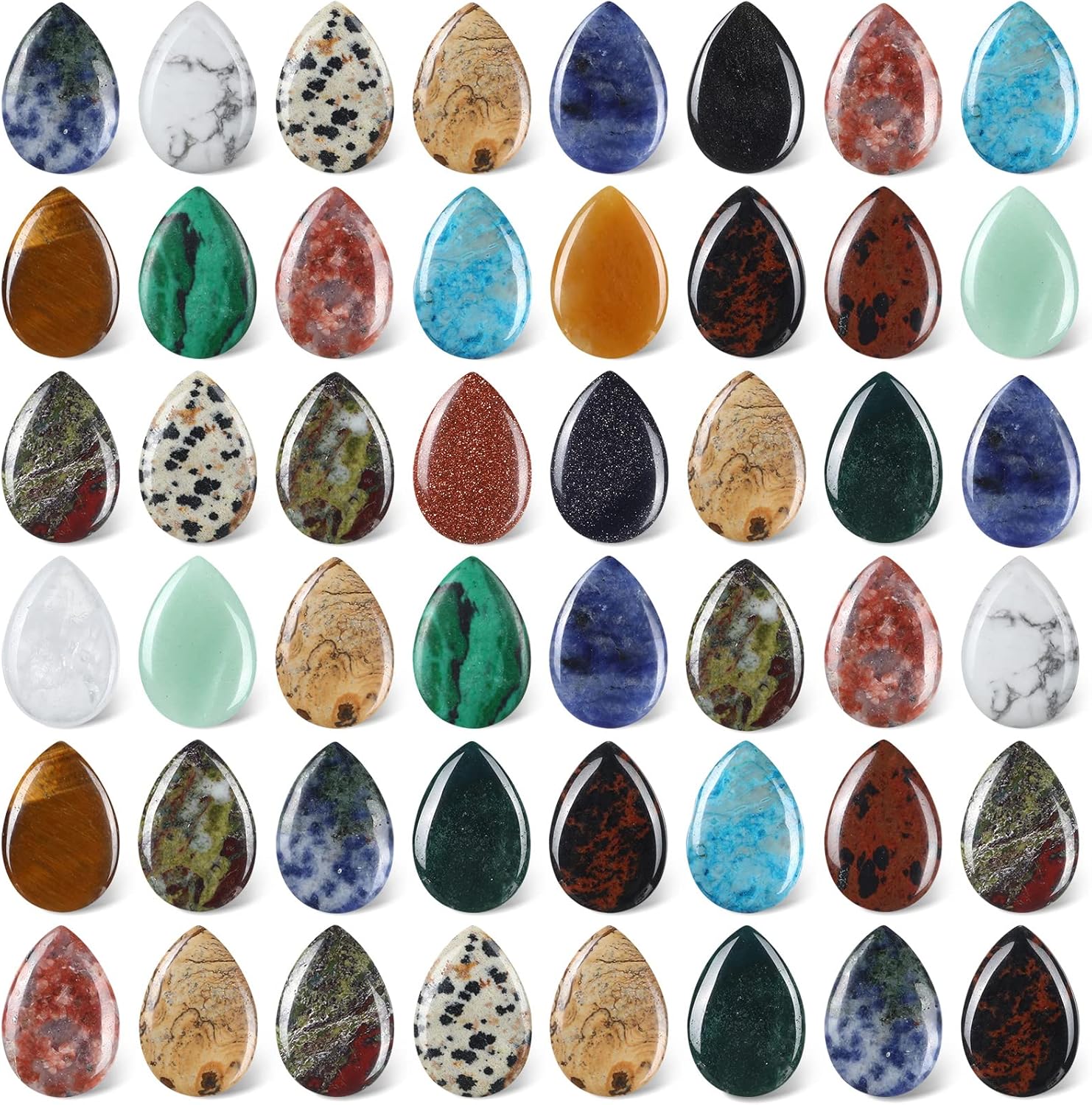 50 Pieces Worry Stones for Anxiety Teardrop Crystal Bulk 0.