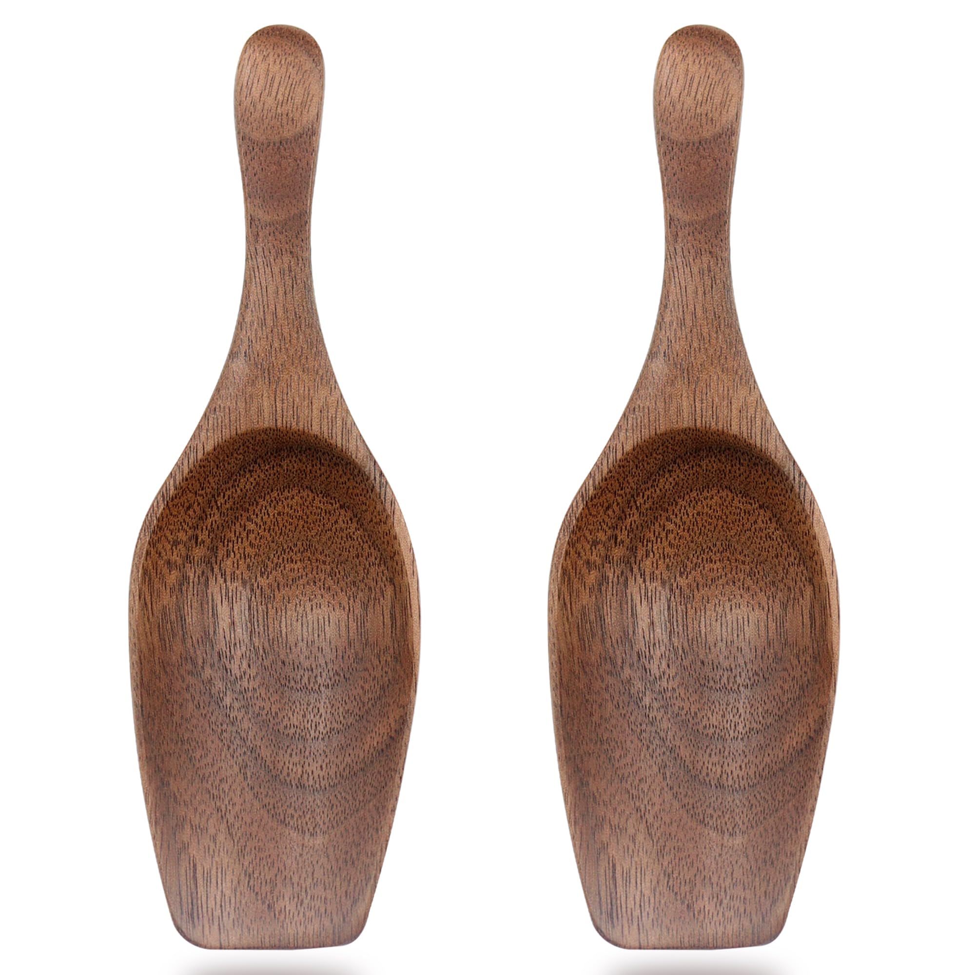 2 Pieces Large Wooden Coffee Scoop Shovel for Ground Coffee Tea Sugar Wooden Measuring Spoons Multipurpose Big Scoops for Canisters Jars Kitchen Storage Accessories Black Walnut (2 Pcs)