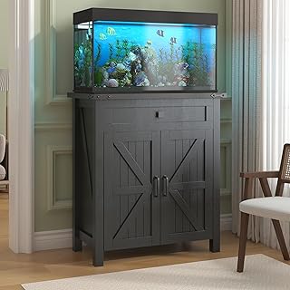 Saudism 20 Gallon Aquarium Stand With Charging Station, Farmhouse Fish Tank Stand, Reptile Tank Stand Terrarium Stand with...