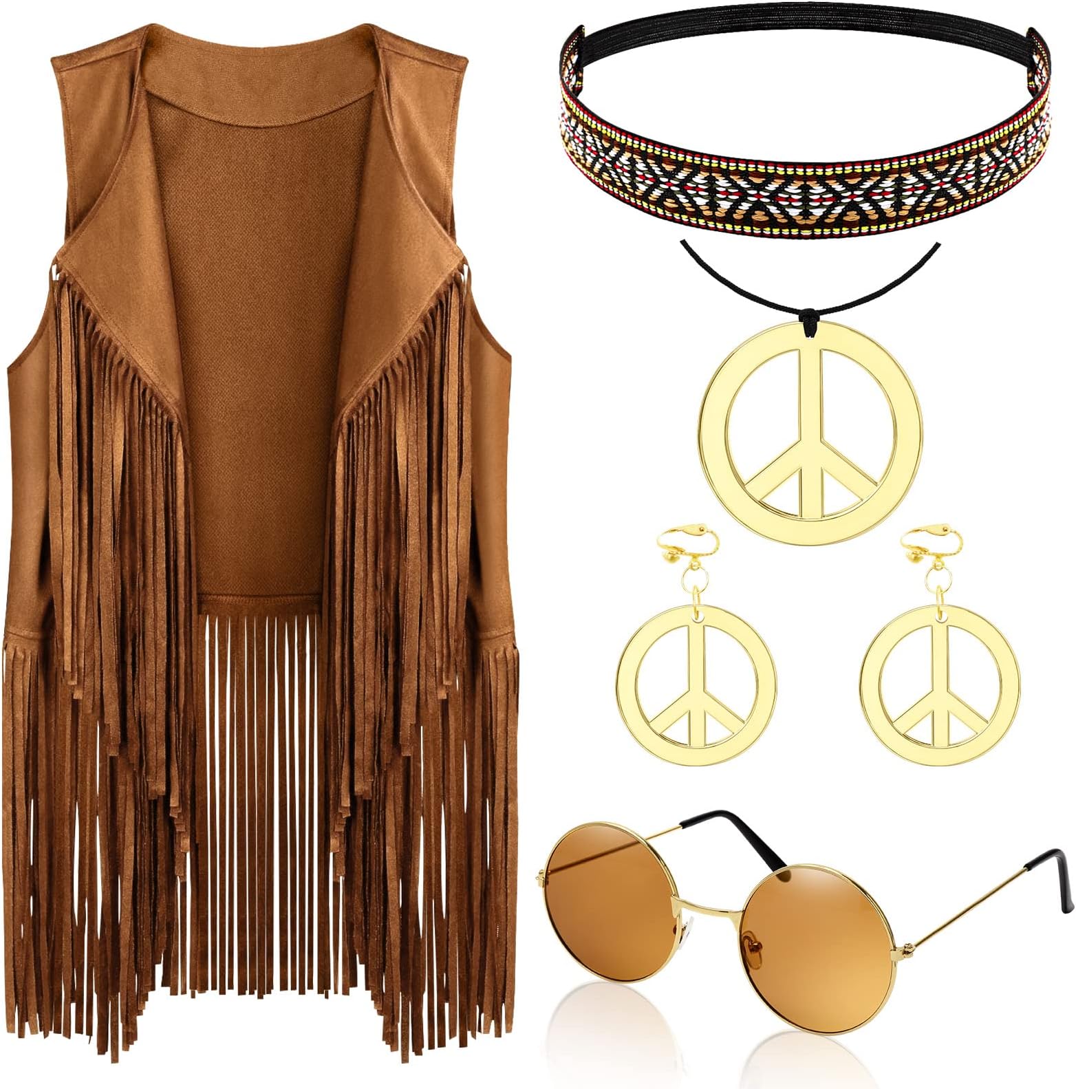 5 Pcs 70s Outfits for Women Hippie Clothes for Women, 70s Accessories Women, Hippie Accessories for 60s 70s Party Accessories