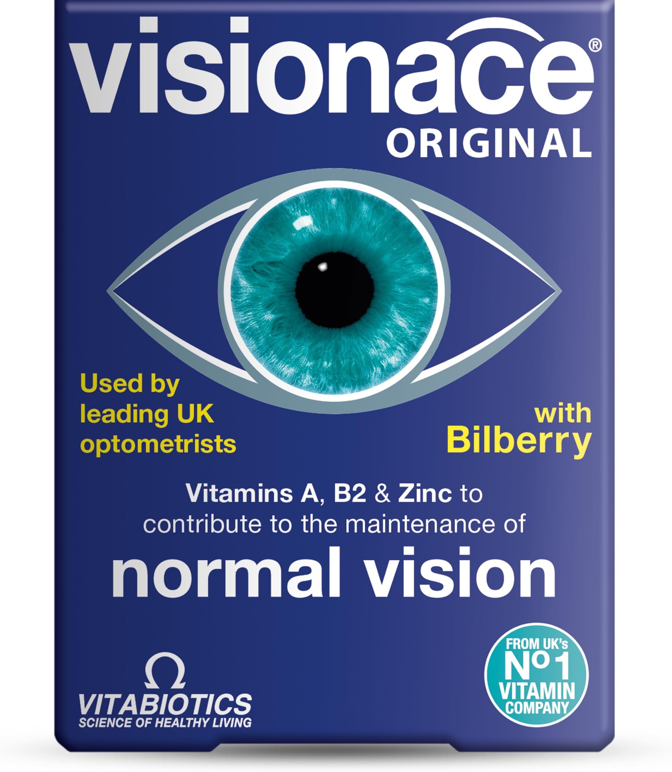 Visionace Original One-A-Day Formula Tablets to Support Vision Acuity and a Healthy Vision, by Vitabiotics