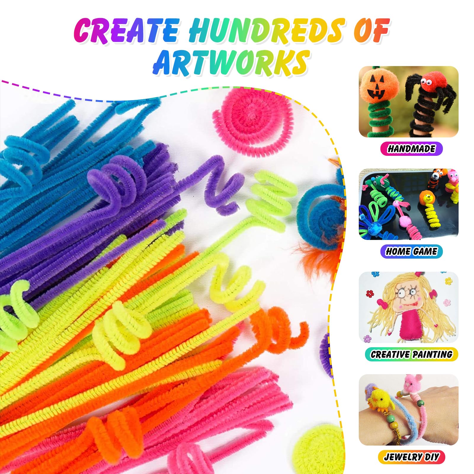 Scovolini Colorati Per Lavoretti - 500 Pezzi In Filo Di Ciniglia, Con Glitter, Per Creazioni Fai-da-te - Foto 9