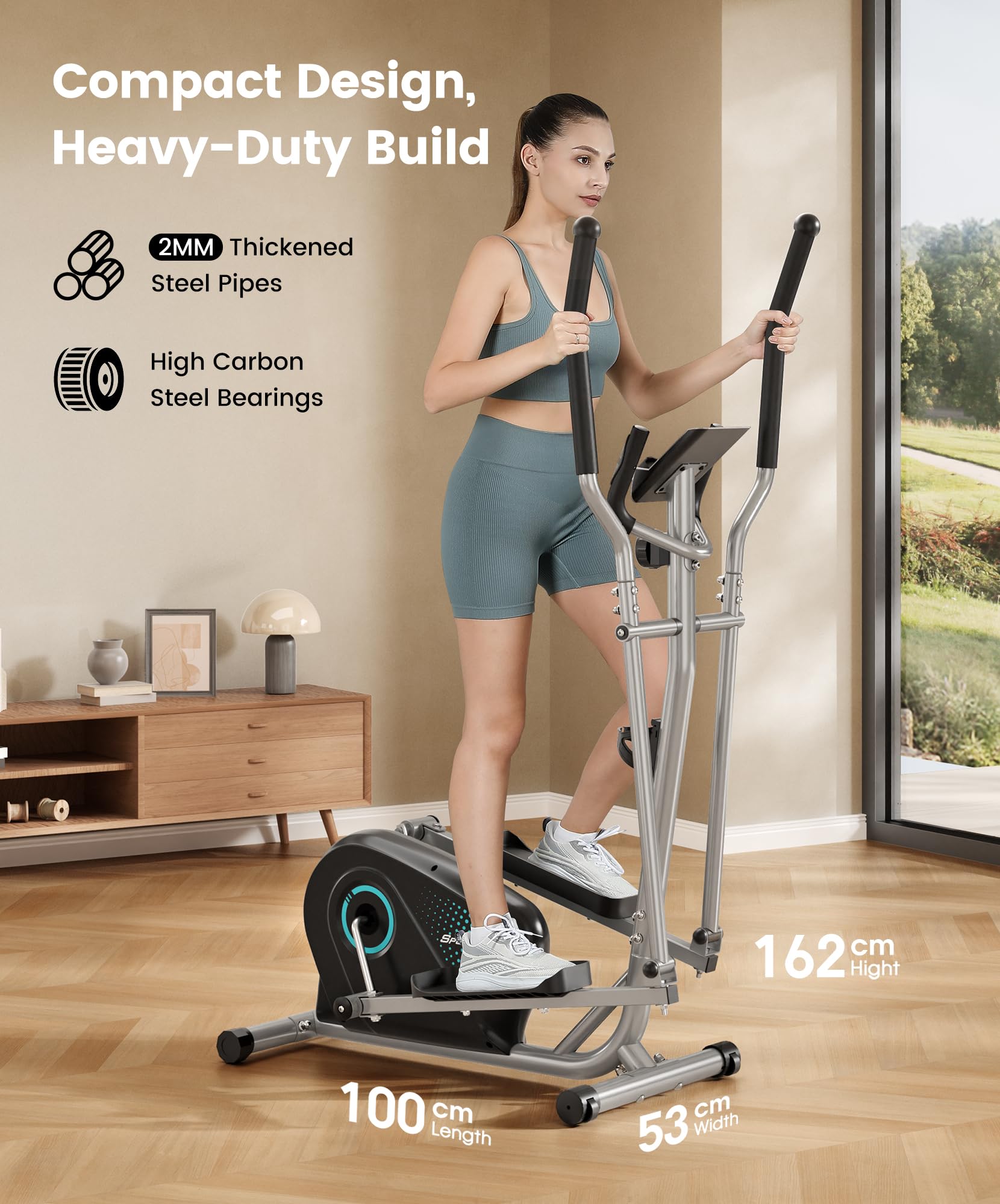 Dripex Velo Elliptique pour Maison, Vélo Elliptique Silencieux avec Volant d’Inertie 6 kg, 16 Niveaux de Résistance Réglables, Capteur de Pouls et Écran LCD, Appareil de Fitness Cardio