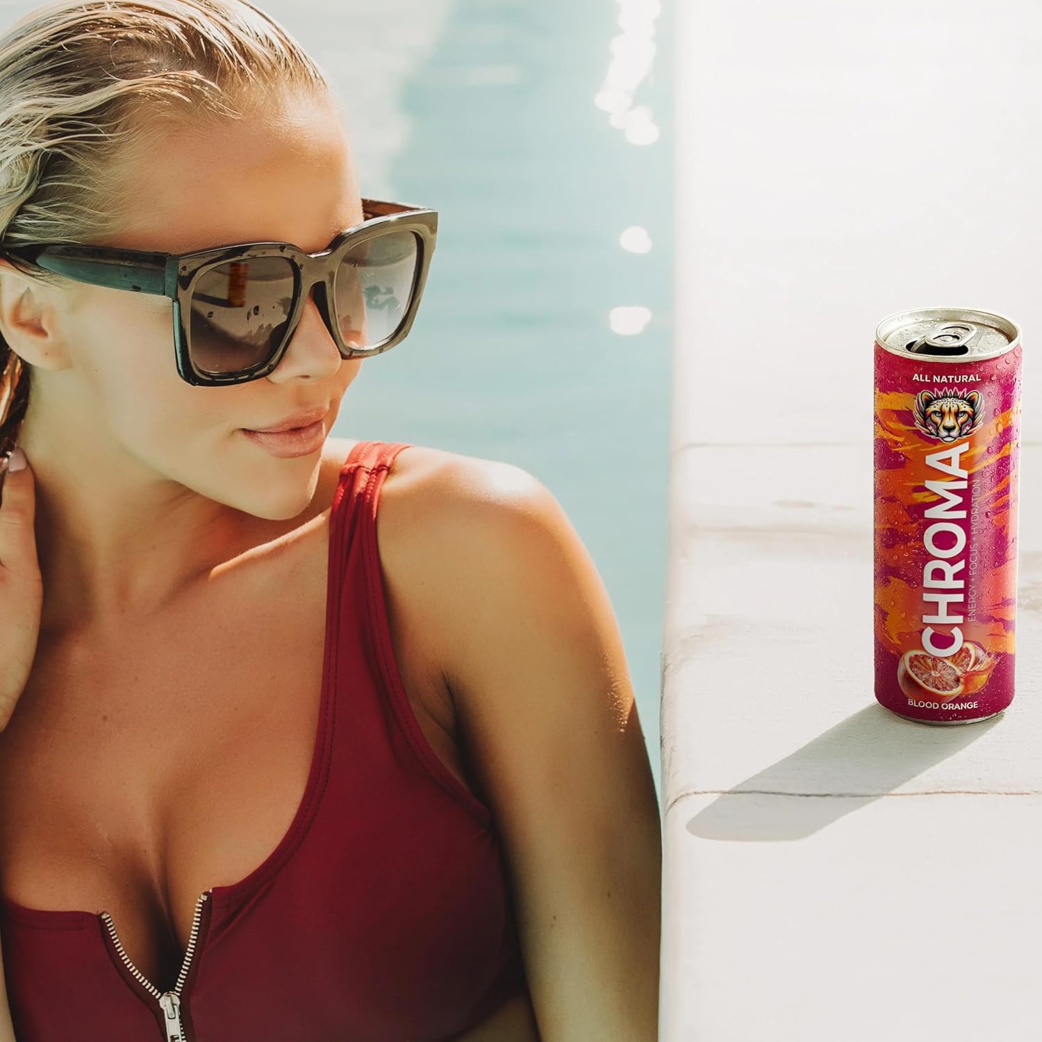 CHROMA All Natural Mushroom Energy Drink - Lion's Mane, Cordyceps, L-Theanine, Beet Root, Guarana, Electrolytes, Adaptogens, Green Tea Caffeine. No crash or jitters. Energy, Mood, Focus, Performance Boost, Hydration & Recovery. Clean Ingredients. Blood Orange 12 fl. Oz (12 Pack)