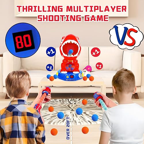 Miniatura 8 de Juguete de disparo para niños de 4 a 6 años en adelante, objetivos de disparo móviles para niños, efecto de sonido y aerosol, juguetes de dinosaurio