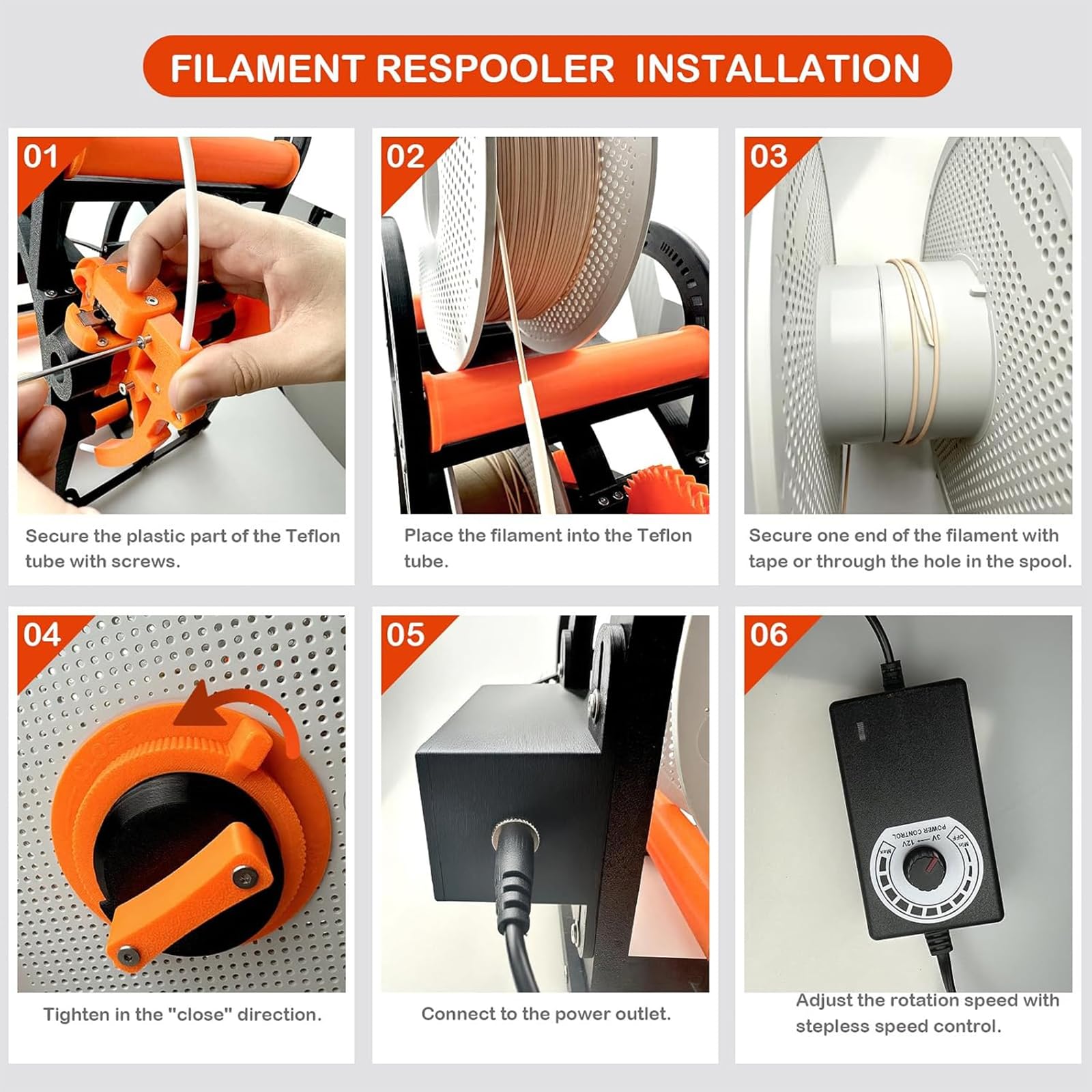 Bobina de filamento para impresora 3D, rebobinadora eléctrica para carrete de 1 kg, compatible con recambios de filamento para impresión 3D, soldadura, manualidades textiles
