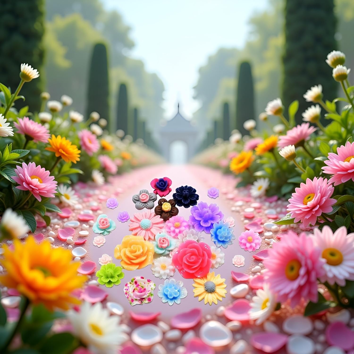 50 Pcs Mix Color Different Size Resin Rose Flower Flatback Cabochons Embellishments - Image 2