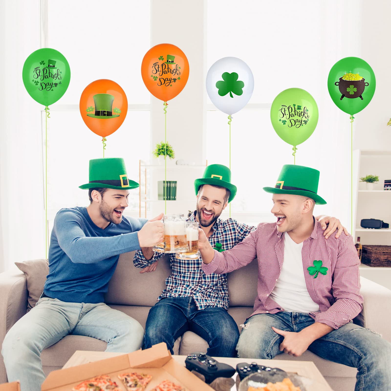 60 Palloncini Per San Patrizio - Verde, Bianco E Arancione, Lattice 30,5 Cm, Per Feste E Compleanni